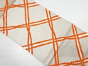 アンティーク　斜め格子に組紐模様織り出し袋帯(材料)